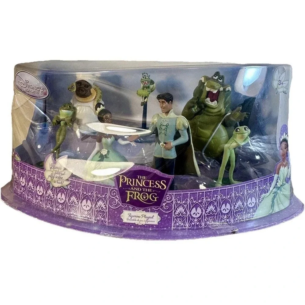 RARE! Princess and the Frog Figurine Playset Disney Store 7 pc NEW Cake Topper